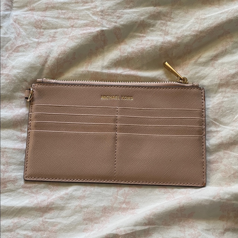 Michael Kors Blush Card Holder with Gold Accents